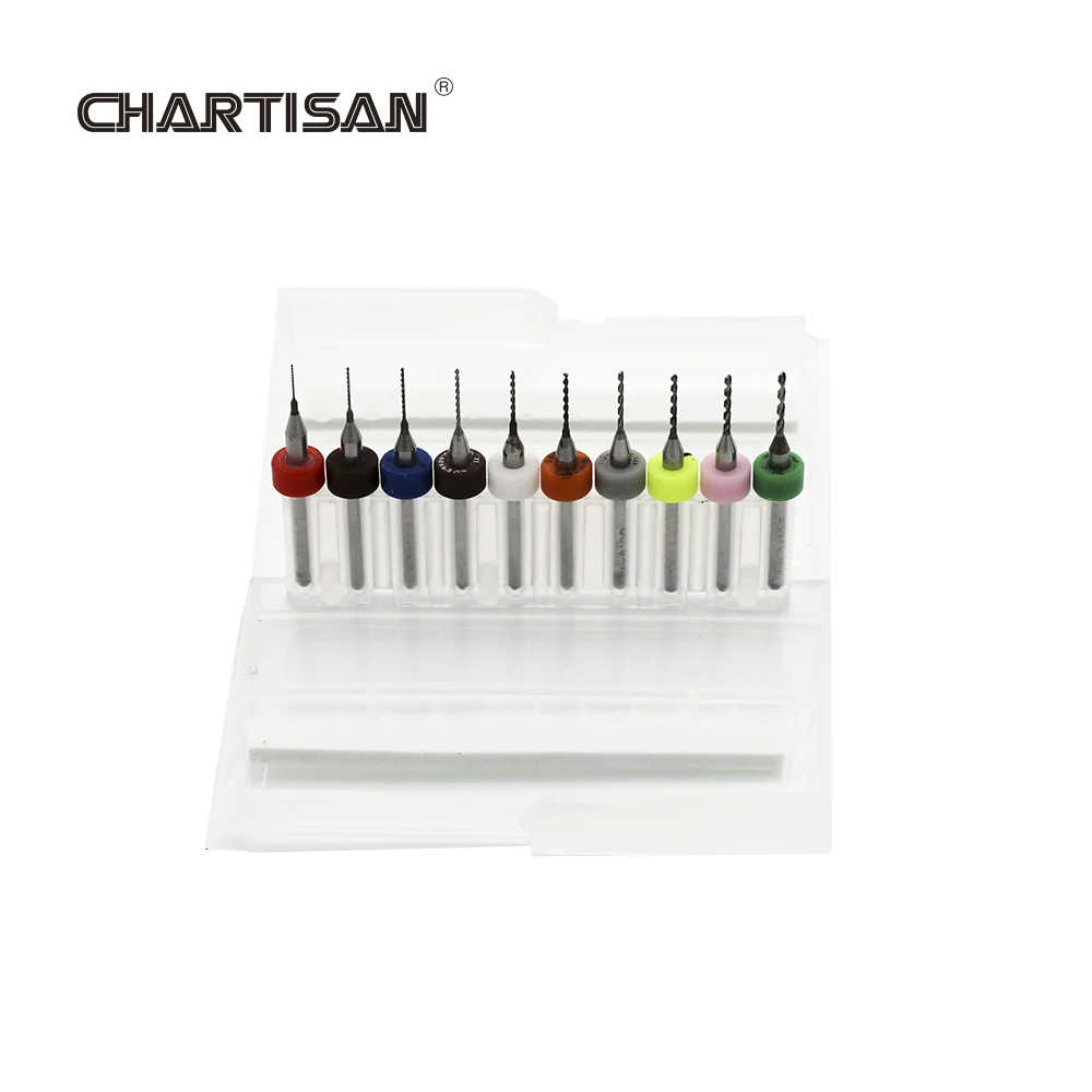 CHARTISAN-brocas de placa de circuito de impresión, microbrocas de carburo, taladro helicoidal CNC PCB, 0,3-1,2mm