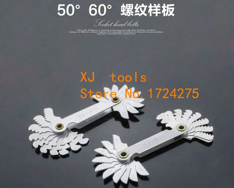 Free Shipping 2PCS Gauging Tools 1pcs 55 Whitworth + 1pcs 60 Metric Screw Thread Pitch Measure Gage Gauges