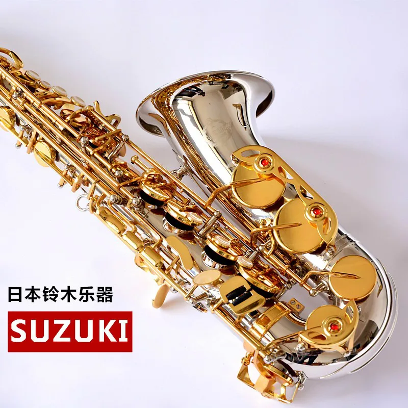 

New Japan Suzuki Eb Saxophone Alto E-flat Nickel Plated Professional Instruments With Case Gloves Reeds Mouthpiece