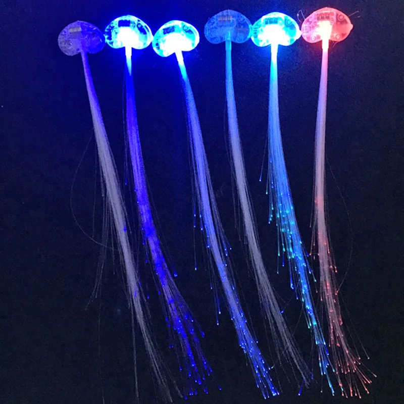 LED Hairpin Hair Braid Glowing Blinking Clip Christmas New Year Light Up Toys For Children Kids Gift Fiber Optic Wire Hairpin