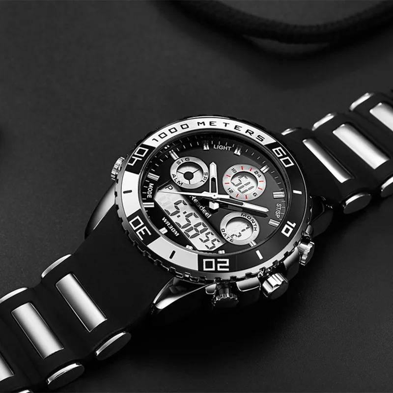 Degli uomini di Sport Orologi Impermeabile Mens Militare Orologio Al Quarzo Digitale di Allarme Cronometro Dual Time Zone Brand New relógios