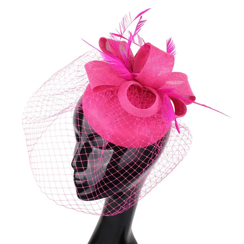 Frauen Fascinator Hut Nachahmung Sinamay Feder Tee Party Pillbox Blume Derby Milli nery Kirche Cocktail Kopf bedeckung neues Design – Detail 16