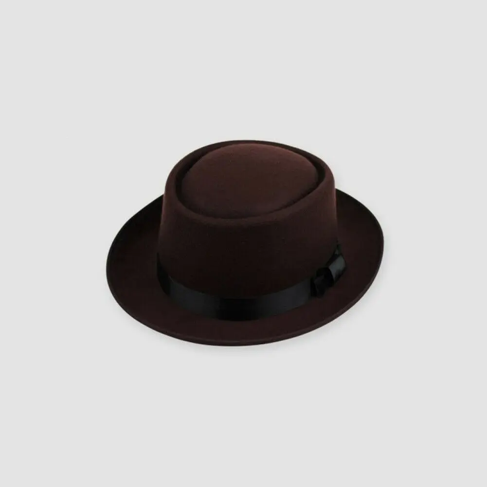 Unisex Men Women Classic Fe Pork Pie Hat Church Trilby Jazz Cap Gentleman Fe Cap