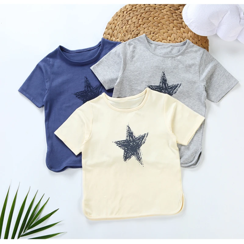 

Boys t-shirt kids round neck t shirt children clothing baby summer boys girls short sleeves star design kids cotton boy tops