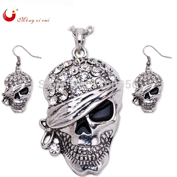 Punk Rock Rhinestone Skull Necklace Collier Homme Femme Max Colar Masculino Neckless Men Chunky Ethnic Women Neclace