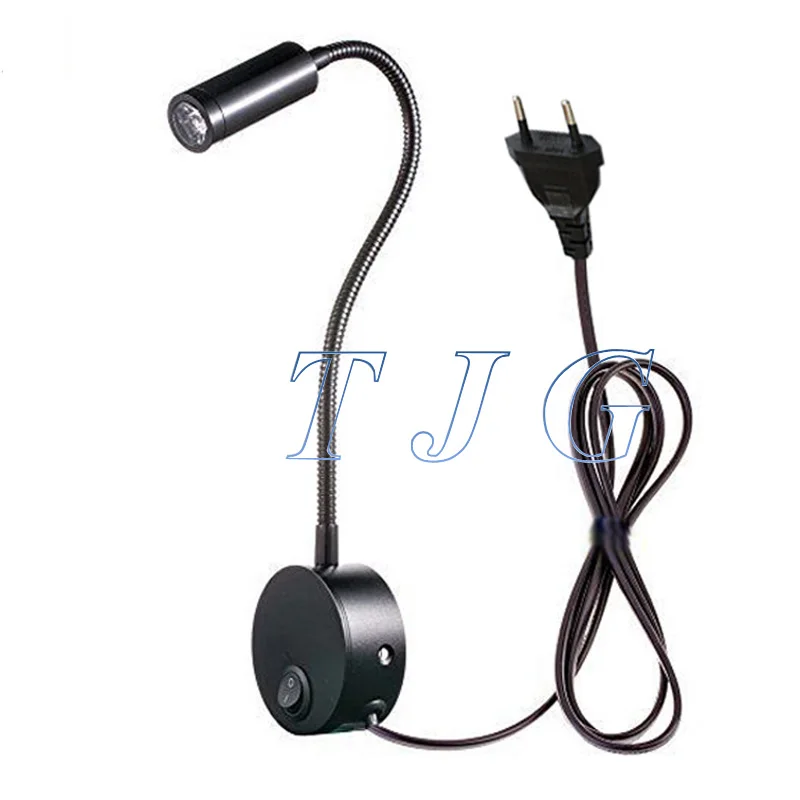 Three styles1W 3W LED Hoses Wall Lamp Flexible Home Hotel Bedside Reading Lamp Wall Light Modern Fashion Book Lights  LED Bulbs