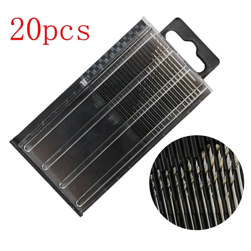 20pcs 0.3-1.6mm Hss Twist Drill Bit Set Mini Tiny HSS Micro High Speed Steel Model Craft Drill Bits Plastic/Metal/Wood Drilling