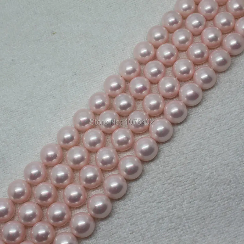 Mini. order is $7!Wholesales 39pcs,10mm Pink Shell Pearl Round Loose Beads 15''