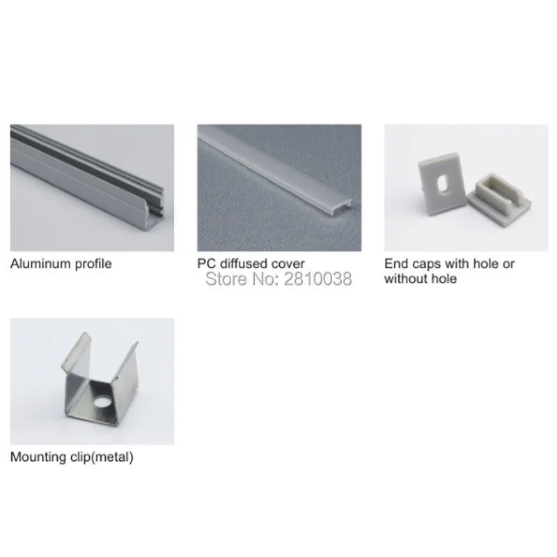 10 Sets/Lot U type Anodized LED aluminum profile and slim square LED aluminum Channel profile for recessed wall