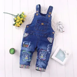 DIIMUU 1 2 3 4 Years Toddler Boy Denim Trousers Baby Long Overalls Dungarees Kids Boy Jeans Jumpsuit Boys Pants Bottoms Clothing