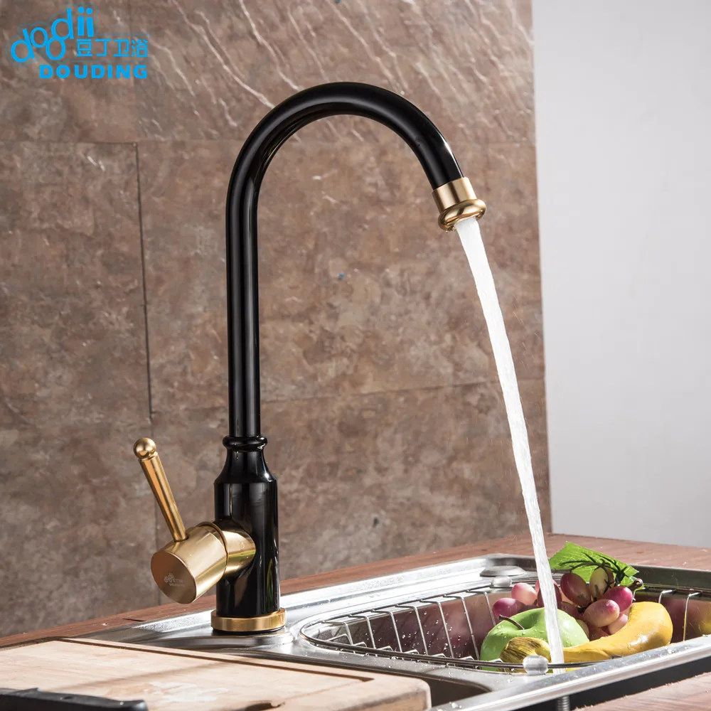 Doodii Hot and Cold Water Classic Kitchen Mixer Space Aluminum Anodizing Swivel Basin Faucet 360 Degree Rotation