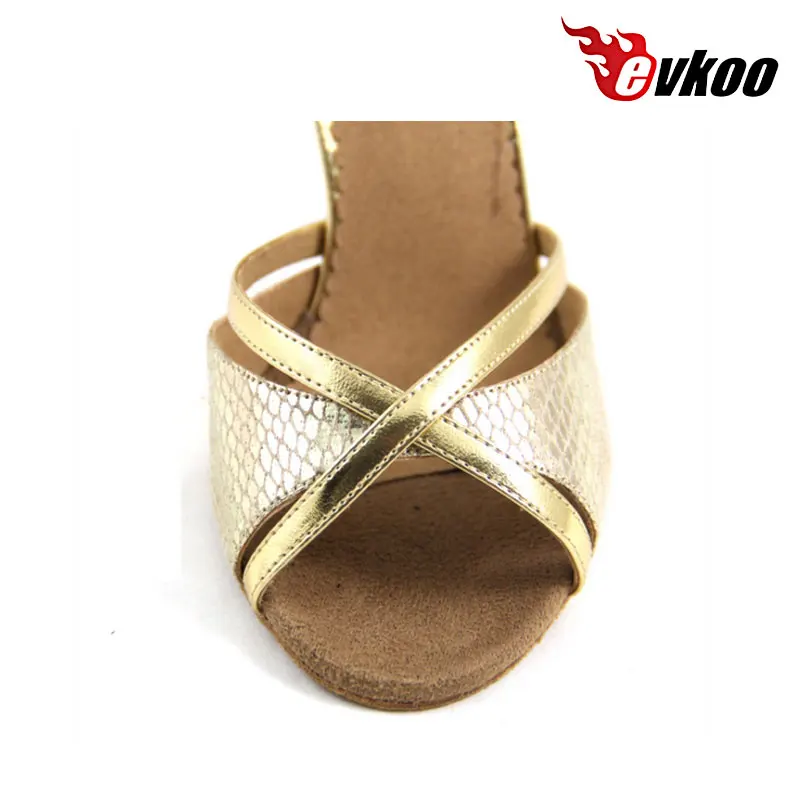 Evkoodance 2017 New Arrival Latin Dance Shoes Women 8.5 cm High Salsa Shoes Dance Red Gold PU OEM Women Party Club Dance Shoes
