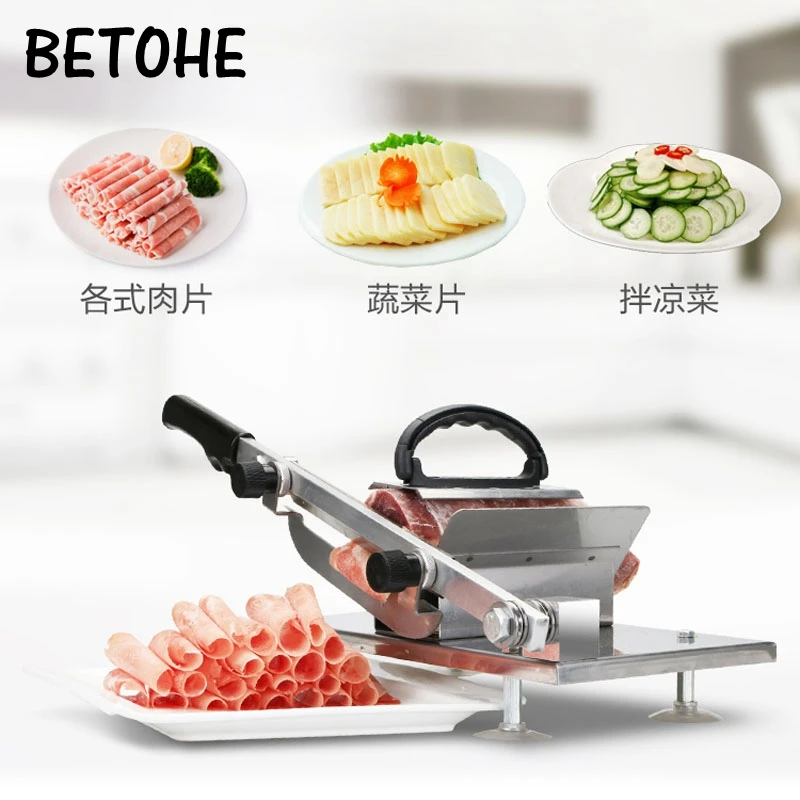 BETOHE Commercial Household Manual Lamb Beef Slicer Meat Cutting Machine Vegetable Mutton Rolls Hand Mincer Cutter