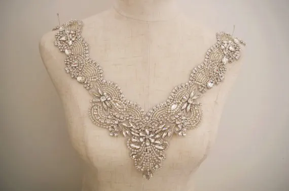 Accessori di strass di fascia alta per scollo da sposa Applique abito da sposa Applique in rilievo per gioielli da sposa Design RAE0117