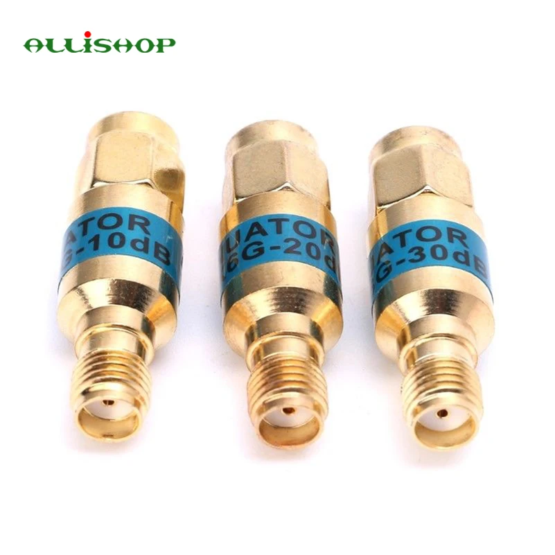 ALLiSHOP 2 Pcs 2W 0-6GHz 1-30db Attenuator SMA-JK Male to Female RF Coaxial Attenuator Gold plated brass