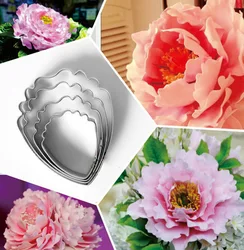 Flower Petal Mold For Peony Flower Decoration Stainess Steel Cutter Set Wedding Fondant Cake Sugarcraft Tool Bakeware H584