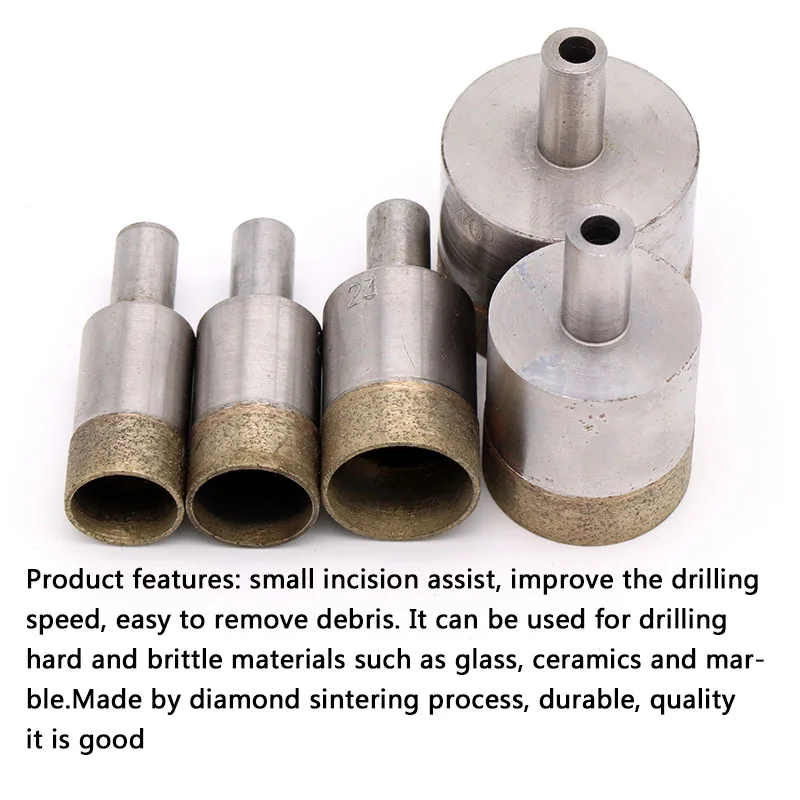 1 pz codolo 10mm punte diamantate sinterizzate con punta diamantata 4-45mm foro dritto sega trapano da banco per vetro ceramica pietra marmo giada plastica