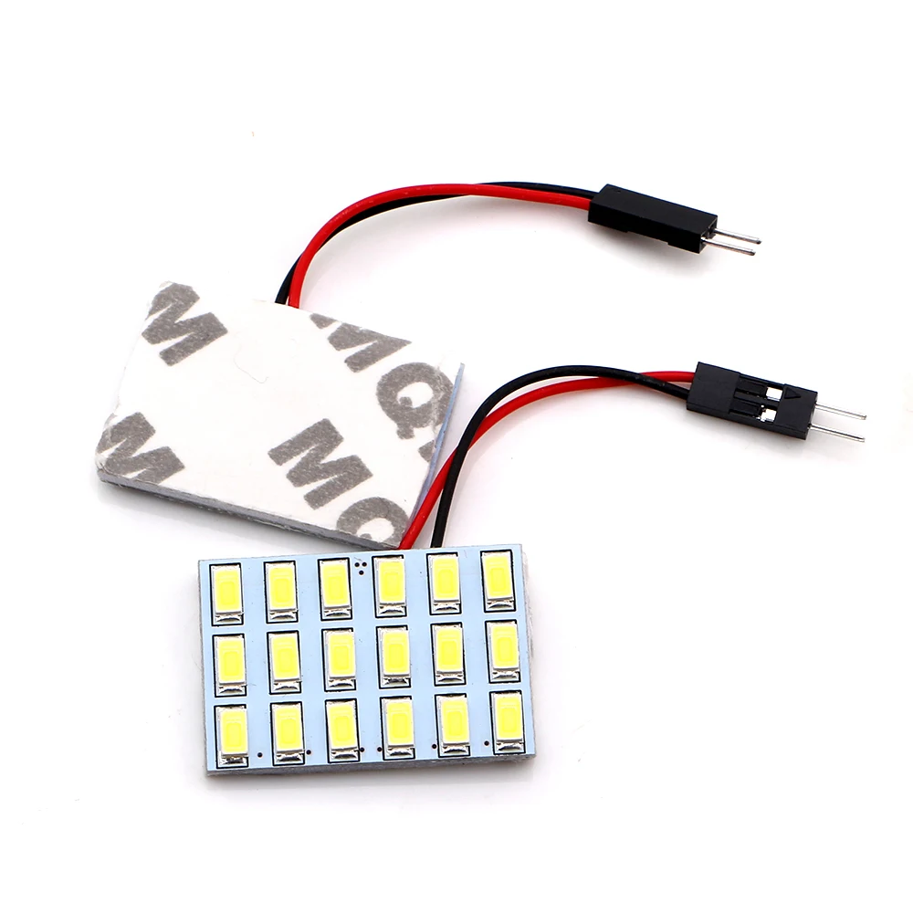 YM E-Bright 2PCS LED Panel Light 5730 18 SMD 18 LEDs 12V DC With T10 Festoon Adapters Reading Light Panel Lights White