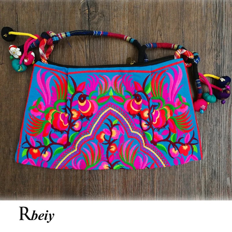 Newest Ethnic bags Vintage embroidery women\'s shoulder bags handmade cloth bags canvas black bag