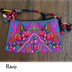 Newest Ethnic bags Vintage embroidery women's shoulder bags handmade cloth bags canvas black bag