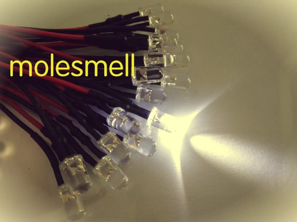 

50pcs 5mm 24v White Water clear round LED Lamp Light Set Pre-Wired 5mm 24V DC Wired white led