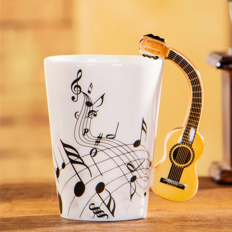 Creative Mug Guitar Design Ceramic Mug 220ml Porcelain Mug Tea Coffee Mug Milk Water Drinking Cup Unique Couple Gift Drinkware