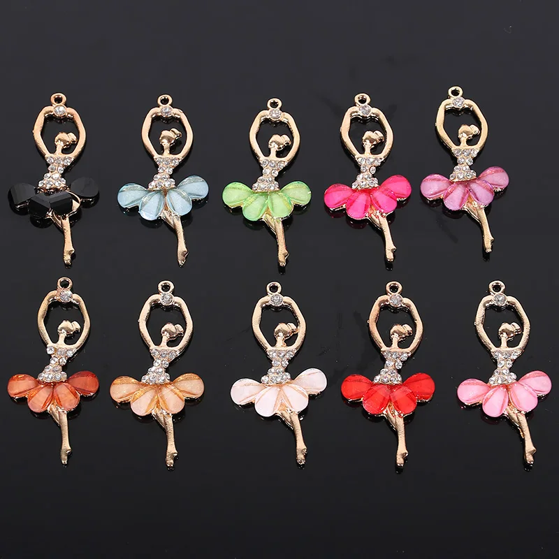 

2017New 80Pcs Ballet Dancing Girl Rhinestone Pendants/Button for DIY Hair Accessories and Necklace Decoration ZJ100