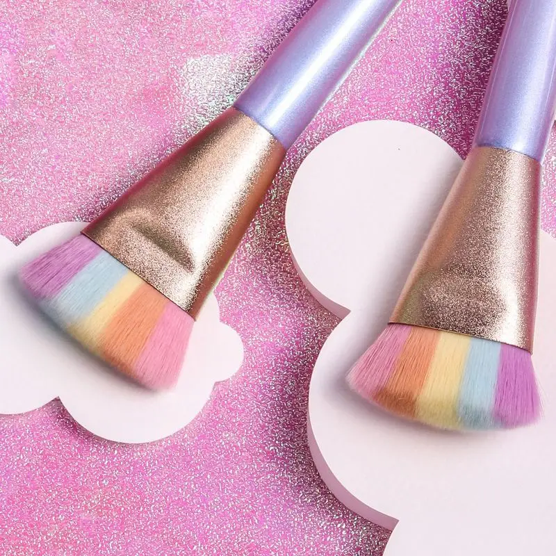 New Unicorn Rainbow Highlighter Brush Wet Foundation Contour Brush Beginner Makeup Brush with Box Gift