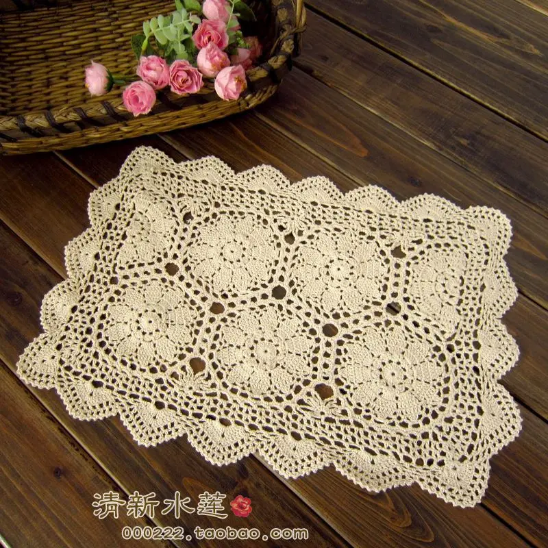 Handmade nice cutout crochet knitted sofa cover american decoration cover towel bedside cabinet cloth white  beige