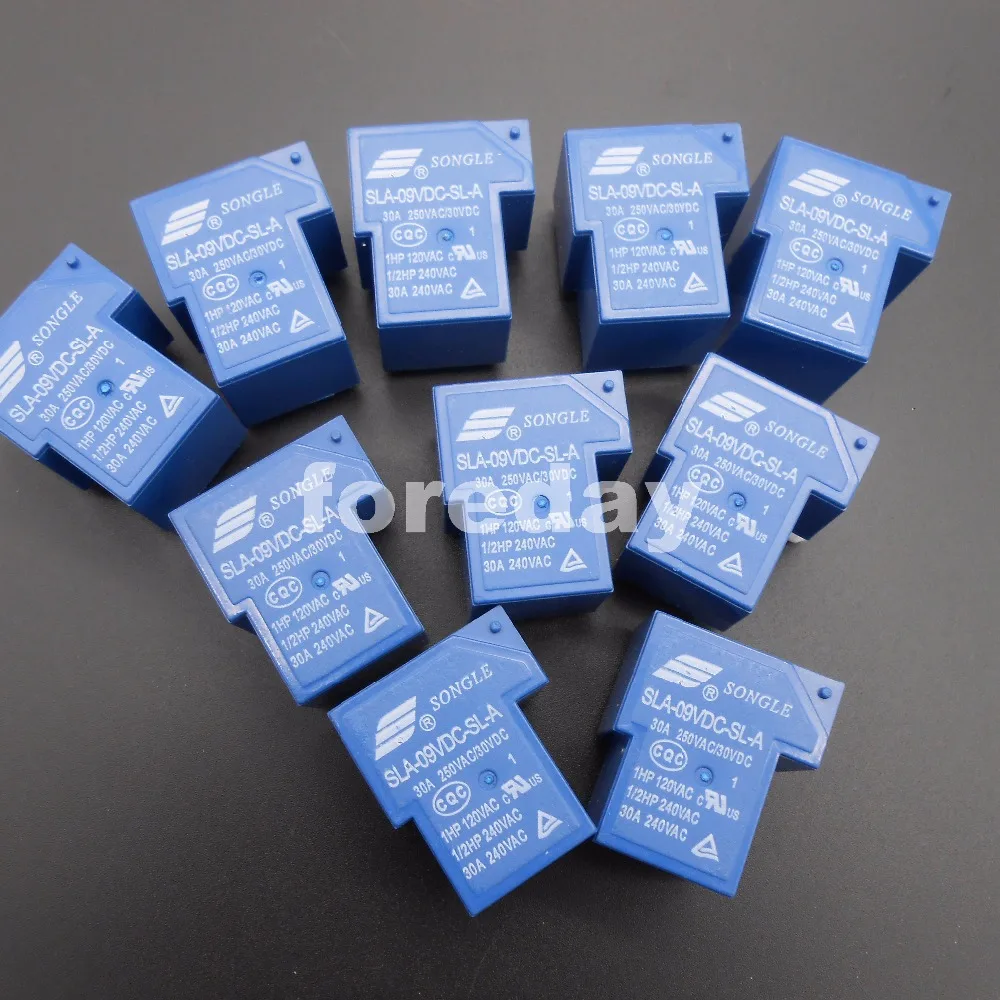 10PCS Blue SLA-09VDC-SL-A 4 Pins SONGLE R Power Relay 9V DC SPST SLA Original 30A Switching 20A/30VDC 250VAC 10PCS/LOT*FD437X10