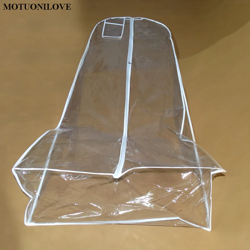 180CM Transparent PVC Dust Cover Storage For Wedding Dress Shop Showroom Thick Waterproof Clothing Garment Bags With ID Pocket