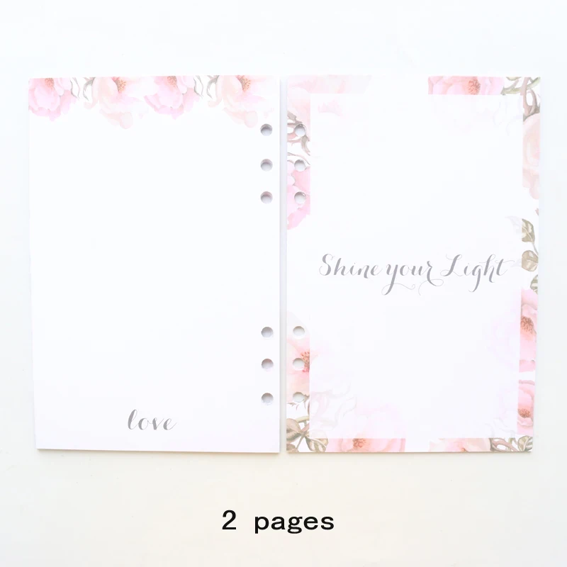 

Domikee cute flower pattern girl 6 holes blank inner paper sheets for binder planner spiral notebooks stationery supplies A5 A6