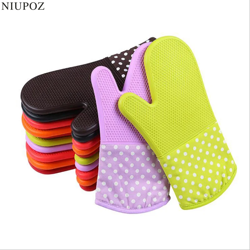 1PC Non-slip Insulation Silicone Microwave Oven Glove Kitchen Cooking  Baking BBQ High Temperature Thickening Glove G17