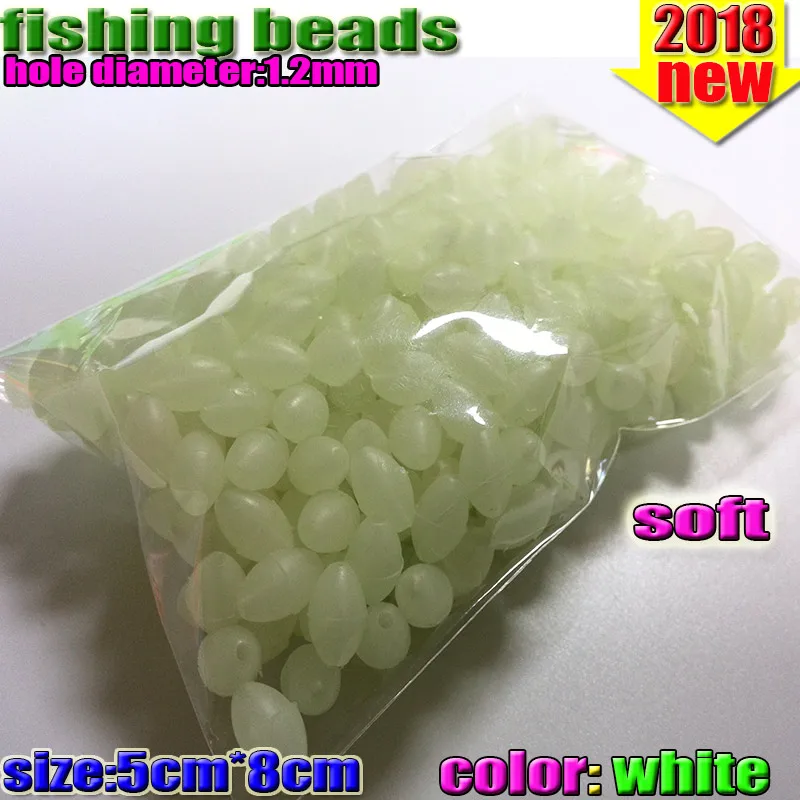 NEW fishing soft glow oval beads size 3*4 4*6 6*8 6*10 7*10 8*12mm  color: white  600pcs/lot