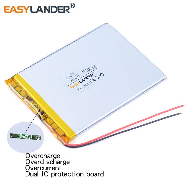 357093   3.7 فولت 3000 مللي أمبير بطارية ليثيوم أيون ليثيوم بوليمر قابلة للشحن للكمبيوتر اللوحي 7 "المحار T72HMi 3G PSP IPAQ DVD الكتاب الإلكتروني