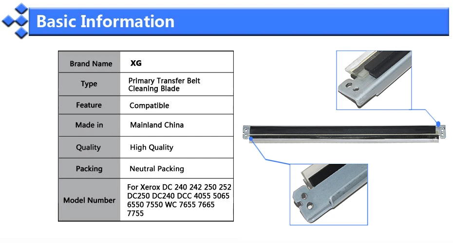 033K94681 033K94682 Transfer Belt Cleaning Blade For Xerox DC240 242 250 252 260 700 550 560 570 7655 7665 7675 7755 7765 7775