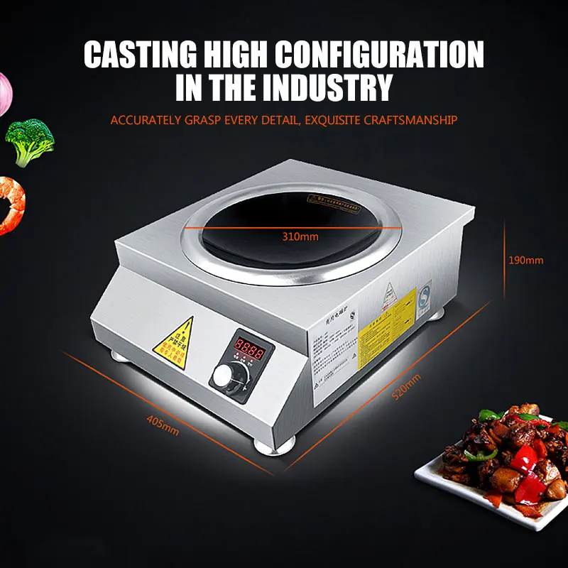 Commercial Kitchen Induction Cooker 6000W Concave High Power Explosive Stove Kitchen Hotel Hotel Desktop Cooking Machine