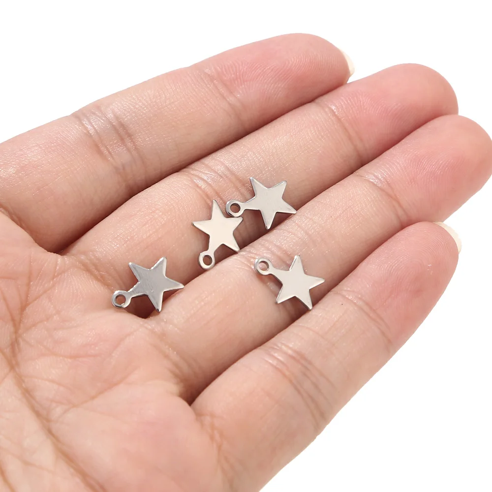 20pcs Stainless Steel GoldSilver Tone Tiny Star Charms For Bracelet Necklace Jewelry Making Accessories