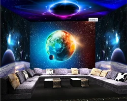 beibehang wallpapers for living room Cool Cosmic Star 3D Theme Space House Wallpaper papier peint mural 3d  wallpaper roll