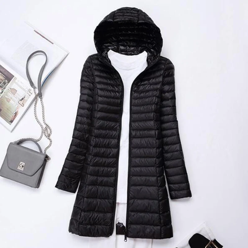 SEDUTMO Winter Long Ultra Light Duck Down Jackets Women Down Coat Spring Puffer Jacket Slim Hooded Parkas ED230