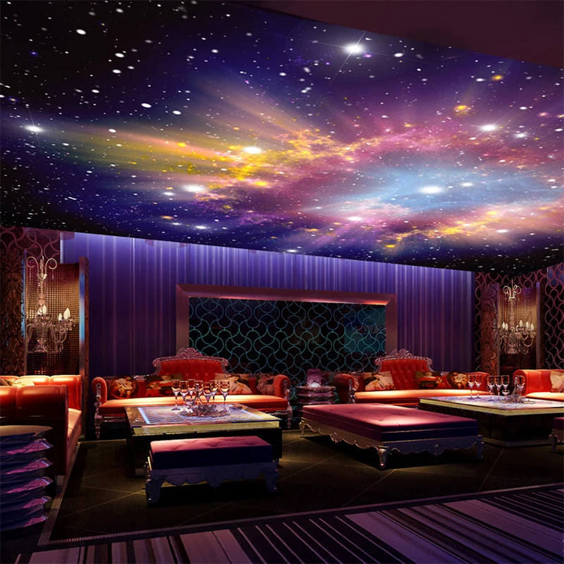 3D Wallpaper Modern Star Nebula Night Sky Mural Wall Cloth KTV Bar Theme Hotel Kids Bedroom Ceiling Wall Paper Roll For Wall 3 D