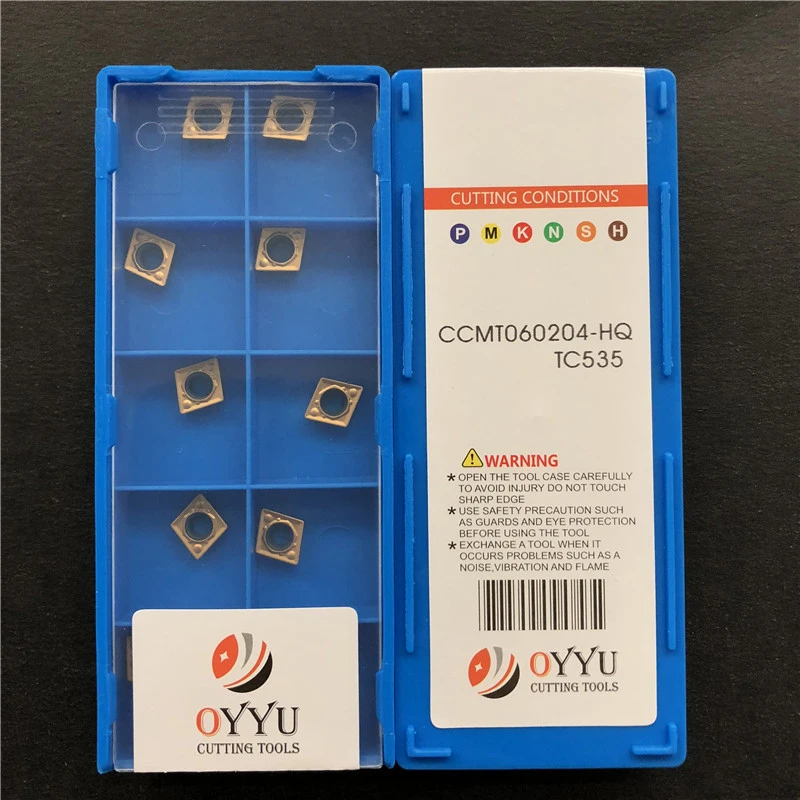 OYYU CCMT 060204 CCMT060204-HQ TC535 processing Cast Iron and Steel Carbide Inserts Lathe Tools CNC Cutter 10pcs Turning Tool