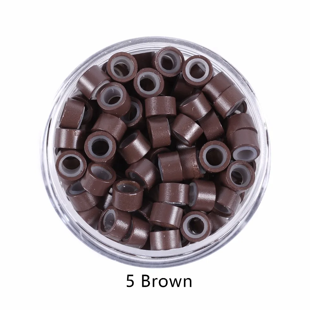 1000 Pcs 5.0mm*3.0mm*3.0mm Microring Con Vite, Silicone Micro Rings/Beads for Hair Extensions 9 Colors Optional