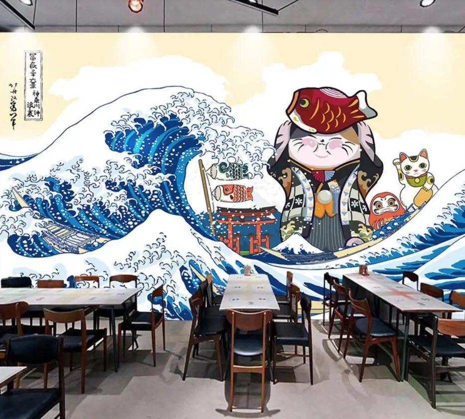 

Custom 3D hand-painted Japanese background wall decoration wallpaper murals