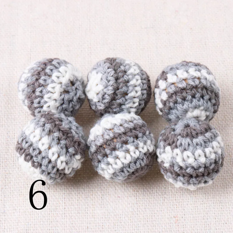 Double color Elegant 20mm Crochet Beads Woolen Yarn For Choose Knitted By Cotton Thread DIY Jewellery Making 5 Pcs