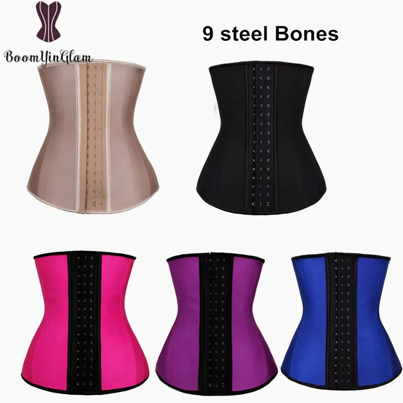 

2841# High quality women 9 steel boned corset Intimate body shaper waist cincher waist belt latex waist trainer