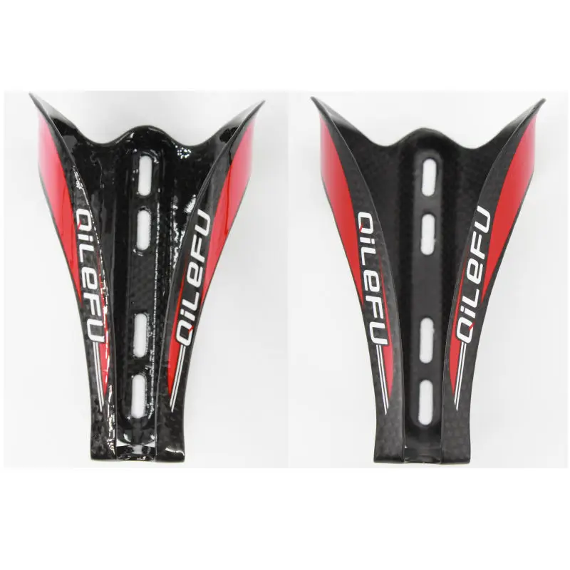 2pcs Newest QILEFU red Road bike 3K full carbon fibre drink water bottle cages Mountain MTB bicycle bottle holders