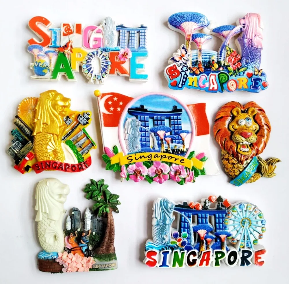 High Quality Flag Of Singapore Merlion 3D Fridge Magnet World Tourism Souvenirs Refrigerator Magnetic Stickers Home Decortion