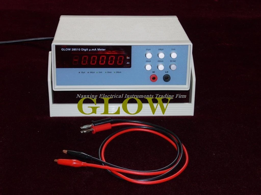 Fast arrival Desktop GLOW28510  4 1/2 digital Micro-current tester, mA current tester 20uA/200uA /2mA /20mA /200mA