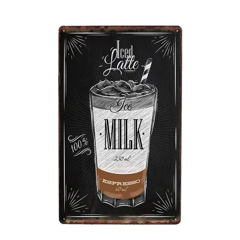Coffee Menu Metal Sign Vintage For Cafe Bar Pub Wall Decor Home Decor Tin Signs Plaque Retro Plate Retro Poster 20*30cm